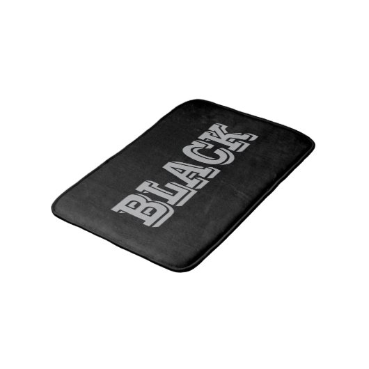 黒とグレー文字の黒無地の色 バスマット (アングル)