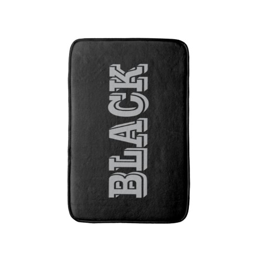 黒とグレー文字の黒無地の色 バスマット (正面縦)