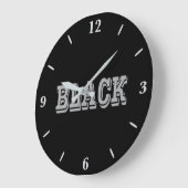 黒とグレー文字の黒無地の色 ラージ壁時計 (傾斜)