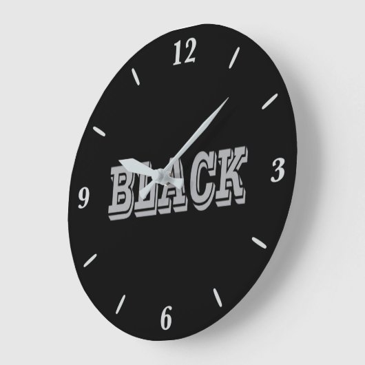 黒とグレー文字の黒無地の色 ラージ壁時計 (傾斜)