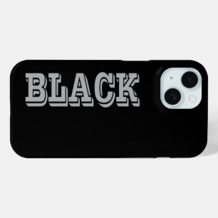 黒とグレー文字の黒無地の色 iPhone 15ケース