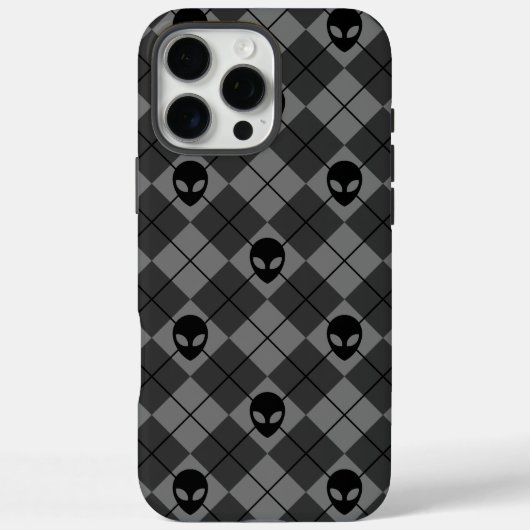 黒とグレー エイリアン アーガイル柄 Case-Mate iPhoneケース (裏面)