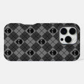 黒とグレー エイリアン アーガイル柄 iPhoneケース (裏面横)