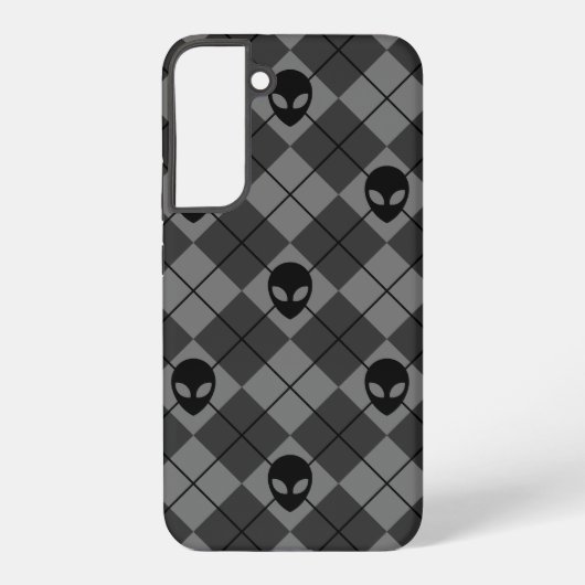 黒とグレー エイリアン アーガイル柄 SAMSUNG GALAXYケース (裏面)
