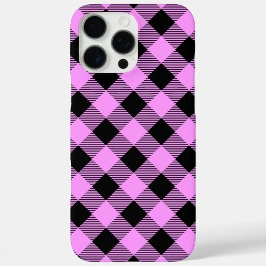 黒とコーラルのチェック柄 Case-Mate iPhoneケース (裏面)