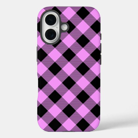 黒とコーラルのチェック柄 Case-Mate iPhoneケース (裏面)
