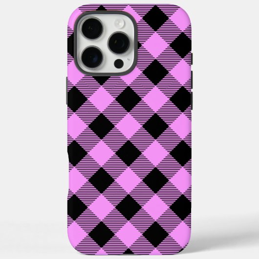 黒とコーラルのチェック柄 Case-Mate iPhoneケース (裏面)