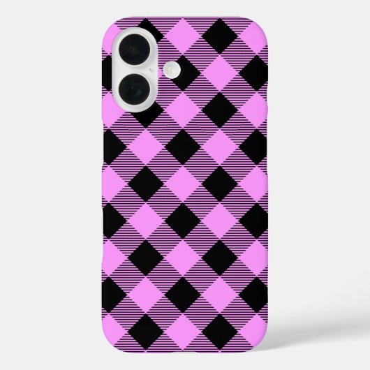 黒とコーラルのチェック柄 Case-Mate iPhoneケース (裏面)
