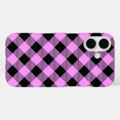黒とコーラルのチェック柄 Case-Mate iPhoneケース (裏面 (横))