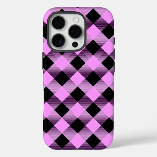 黒とコーラルのチェック柄 Case-Mate iPhoneケース (裏面)