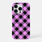 黒とコーラルのチェック柄 iPhoneケース (裏面)