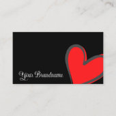 黒とゴージャスな赤いハートモダンカワイイ 名刺 (正面)