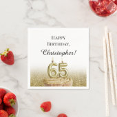 黒とゴールドの65歳の誕生日ナプキン スタンダードカクテルナプキン (インサイチュ)