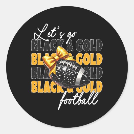 黒とサッカーの弓金ゴールド ラウンドシール (正面)