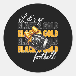 黒とサッカーの弓金ゴールド ラウンドシール