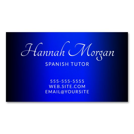 黒とサファイアブルーエレガントグラデーション マグネット名刺 (正面)