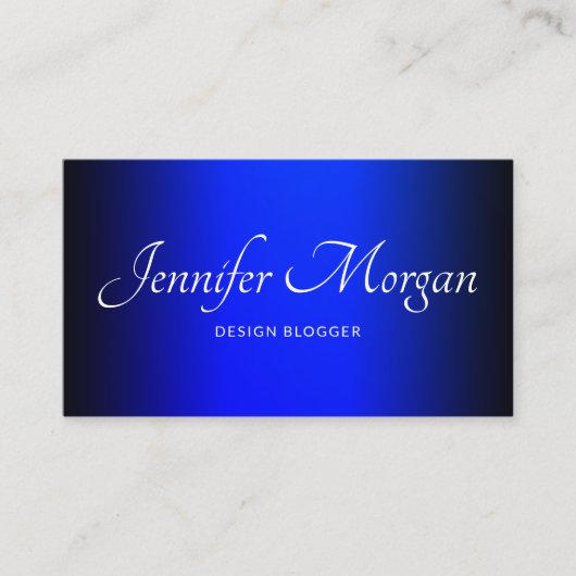 黒とサファイアブルーエレガントグラデーション 名刺 (正面)