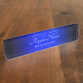黒とサファイアブルーグラデーション デスクネームプレート (側面)