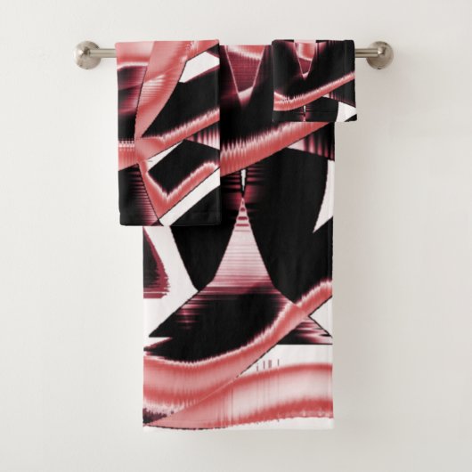 黒とサーモンのスクラップまたは白のテープを破壊 バスタオルセット (インサイチュ)