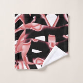 黒とサーモンのスクラップまたは白のテープを破壊 バスタオルセット (ウォッシュタオル)