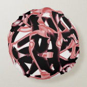 黒とサーモンのスクラップまたは白のテープを破壊 ラウンドクッション (裏面)