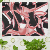 黒とサーモンのスクラップ、白いテープの破壊 キッチンタオル (折り畳み)