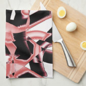黒とサーモンのスクラップ、白いテープの破壊 キッチンタオル (四つ折り)