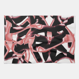 黒とサーモンのスクラップ、白いテープの破壊 キッチンタオル