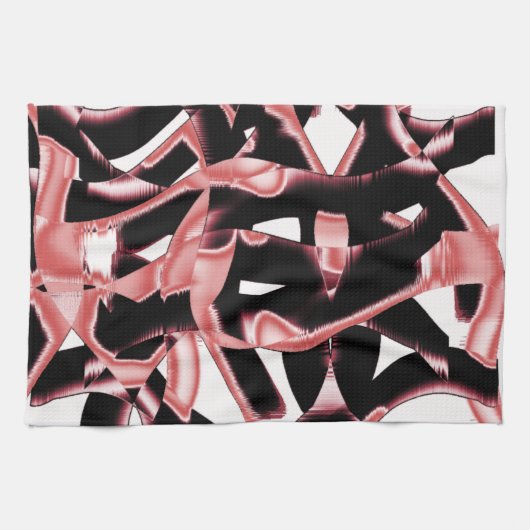 黒とサーモンのスクラップ、白いテープの破壊 キッチンタオル (横)