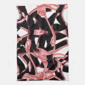 黒とサーモンのスクラップ、白いテープの破壊 キッチンタオル (縦)