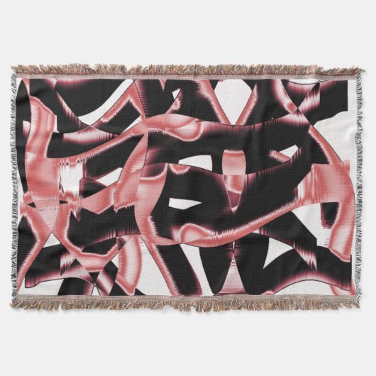 黒とサーモンのスクラップ、白いテープの破壊 スローブランケット (正面)