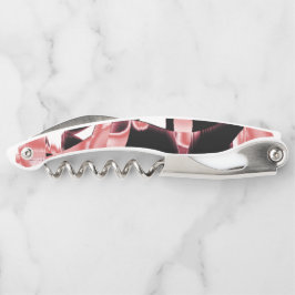 黒とサーモンのスクラップ、白いテープの破壊 ソムリエナイフ