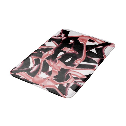 黒とサーモンのスクラップ、白いテープの破壊 バスマット (アングル)