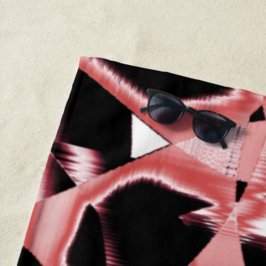 黒とサーモンのスクラップ、白いテープの破壊 ビーチタオル (インサイチュ)