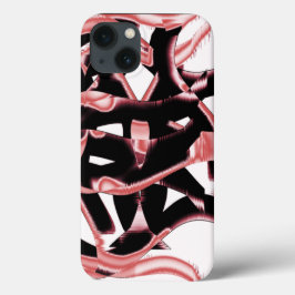 黒とサーモンのスクラップ、白いテープの破壊 iPhone 13ケース