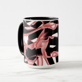 黒とサーモンの残骸、破壊されたテープが白いところに マグカップ