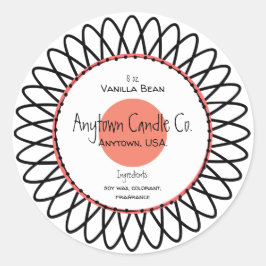 黒とサーモンスピロ花キャンドルラベル ラウンドシール