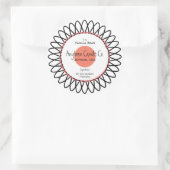 黒とサーモンスピロ花キャンドルラベル ラウンドシール (バッグ)