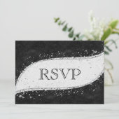 黒とシルバーの同性婚 ウェディング招待状 返信 招待状 (スタンド正面)