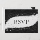 黒とシルバーの同性婚 ウェディング 招待状 返信 (正面/裏面)