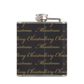 黒とスクリプトで金ゴールドメリークリスマス フラスク (裏面)