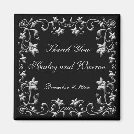 黒とスズの花のウェディング フェイバー マグネット