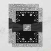 黒とスズの花模様の返信カード 出欠カード (正面/裏面)