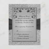 黒とスズの花模様の返信カード 出欠カード (裏面)