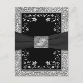 黒とスズの花模様の返信カード 出欠カード