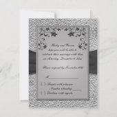 黒とスズの花模様の返信カード 出欠カード (裏面)