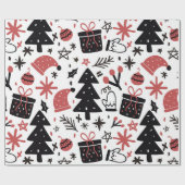 黒とスタイリッシュピンクのクリスマスプレゼントのラップ ラッピングペーパー (フラット)