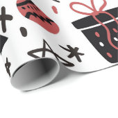 黒とスタイリッシュピンクのクリスマスプレゼントのラップ ラッピングペーパー (ロールコーナー)