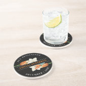 黒とスタイリッシュ白のオレンジリリーフローラリタイア コースター (側面)