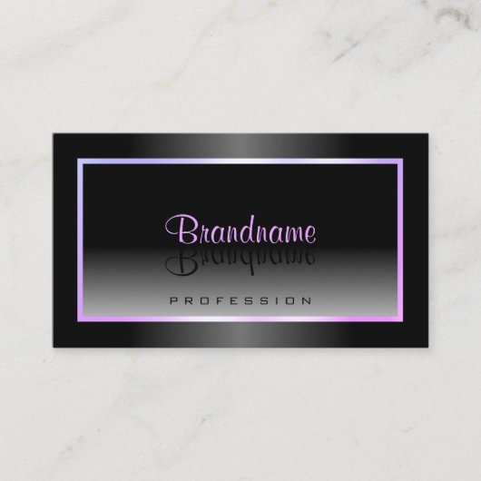 黒とスタイリッシュ白のグラデーション青ピンクのフレーム 名刺 (正面)